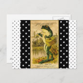 ヴィンテージ白黒水玉模様カエルのポストカード ポストカード (正面/裏面)