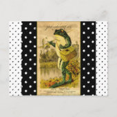 ヴィンテージ白黒水玉模様カエルのポストカード ポストカード (正面)