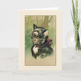 ヴィンテージ白黒猫のポートレートのメッセージカード カード