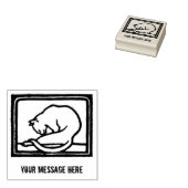 ヴィンテージ白黒猫ウッドカット ラバースタンプ (押印)