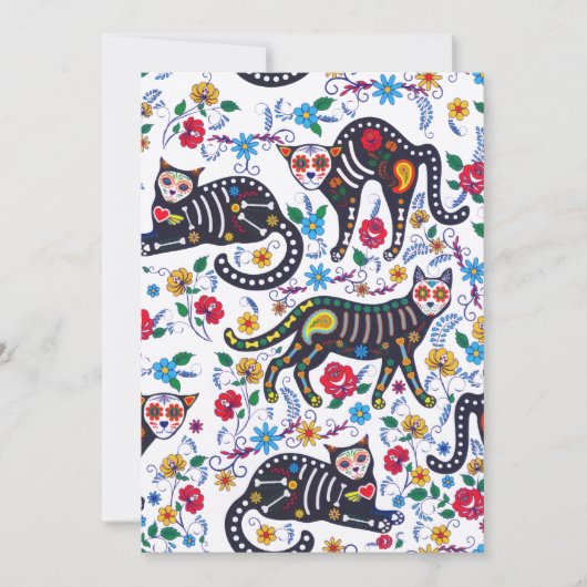 ヴィンテージ白黒猫ハロウィンゴシックフローラ シーズンカード (正面)