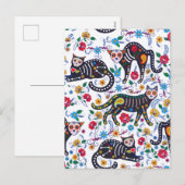 ヴィンテージ白黒猫ハロウィンゴシックフローラ シーズンポストカード (正面/裏面)