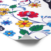 ヴィンテージ白黒猫ハロウィンゴシックフローラ ポスター (角)