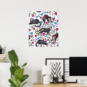 ヴィンテージ白黒猫ハロウィンゴシックフローラ ポスター (ホームオフィス)