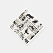 ヴィンテージ白黒王室の動物 スタンダードカクテルナプキン (角)