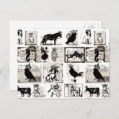 ヴィンテージ白黒王室の動物 ポストカード (正面/裏面)