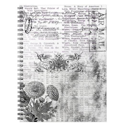 ヴィンテージ白黒航空便 ノートブック (正面)