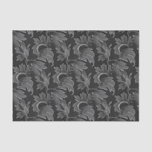 ヴィンテージ白黒葉植物模様 薄葉紙 (正面)