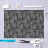 ヴィンテージ白黒葉植物模様 薄葉紙 (クラフト)