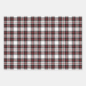 ヴィンテージ白黒赤い素朴なタータンチェック格子可愛い ラッピングペーパーシート (正面3)