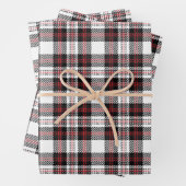 ヴィンテージ白黒赤い素朴なタータンチェック格子可愛い ラッピングペーパーシート (インサイチュ)