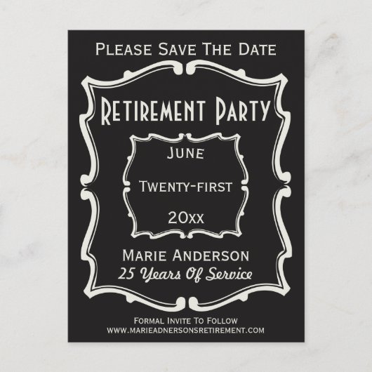 ヴィンテージ白黒除・売却日パーティーの保存 案内ポストカード (正面)