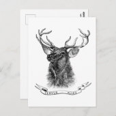 ヴィンテージ白黒鹿はがき ポストカード (正面/裏面)