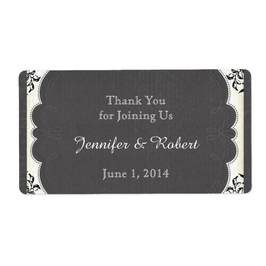 ヴィンテージ白黒黒板水瓶ラベル ラベル (正面)