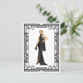 ヴィンテージ白黒1930年代シルクガウンファッション ポストカード (スタンド正面)