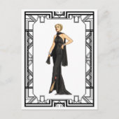 ヴィンテージ白黒1930年代シルクガウンファッション ポストカード (正面)
