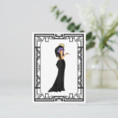 ヴィンテージ白黒1930年代劇夕べガウン ポストカード (スタンド正面)