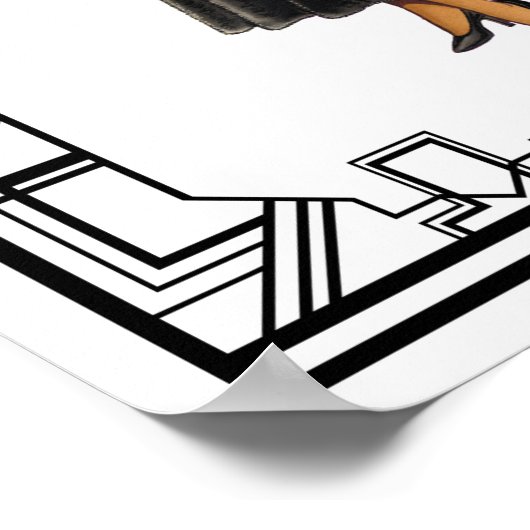 ヴィンテージ白黒1930sファーコートファッション ポスター (角)