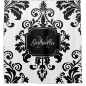 ヴィンテージ白黒 シャワーカーテン (正面)