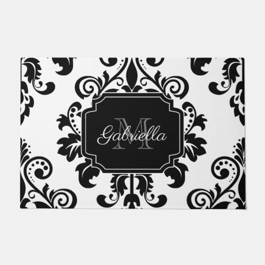 ヴィンテージ白黒 ドアマット (正面)