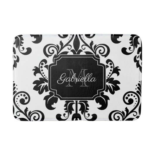 ヴィンテージ白黒 バスマット (正面)