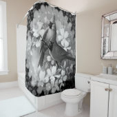 ヴィンテージ白黒(鳥)ショウジョウコウカンチョウ鳥 シャワーカーテン (インサイチュ)