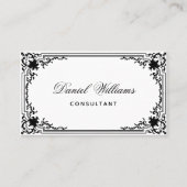 ヴィンテージ白黒QRコードスクリプエレガントト 名刺 (正面)