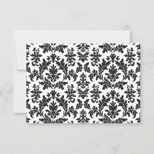 ヴィンテージ白黒RSVPダマスクフローラ 出欠カード (裏面)