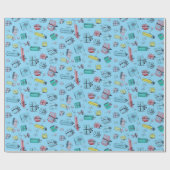 ヴィンテージ百貨店ギフトスカイブルー ラッピングペーパー (フラット)