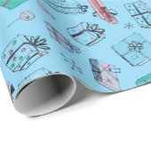 ヴィンテージ百貨店ギフトスカイブルー ラッピングペーパー (ロールコーナー)