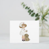 ヴィンテージ看護師と子犬のTシャツとギフト ポストカード (スタンド正面)