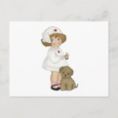 ヴィンテージ看護師と子犬のTシャツとギフト ポストカード (正面)