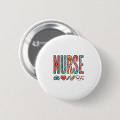 ヴィンテージ看護師タイポグラフィ医療アイコンTシャツデザイン 缶バッジ (正面&裏面)