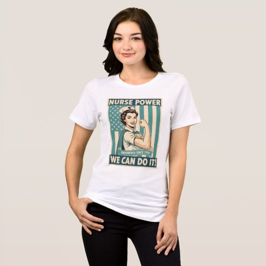 ヴィンテージ看護師ポスターTシャツ トライブレンドTシャツ (正面全面)