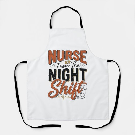 ヴィンテージ看護師夜勤Tシャツデザイン_1 エプロン (正面)