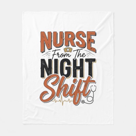 ヴィンテージ看護師夜勤Tシャツデザイン_1 フリースブランケット (正面)