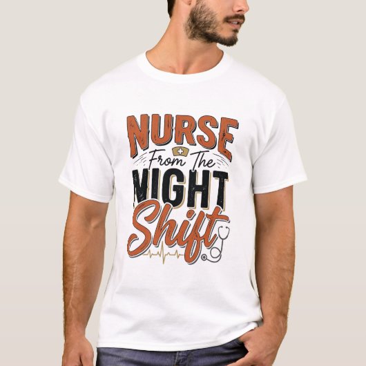 ヴィンテージ看護師夜勤Tシャツデザイン_1 Tシャツ (正面)