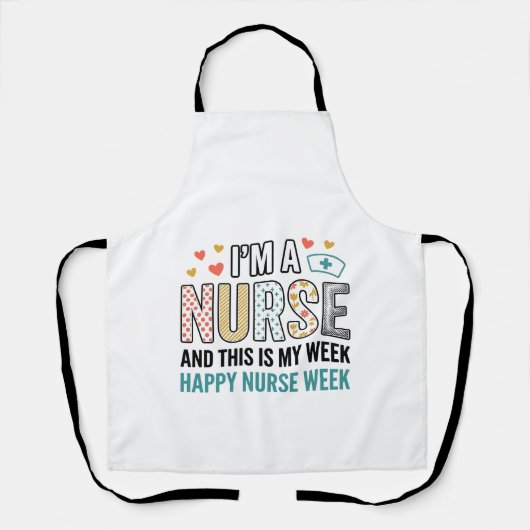 ヴィンテージ看護師週間感謝タイポグラフィーTシャツ_1 エプロン (正面)