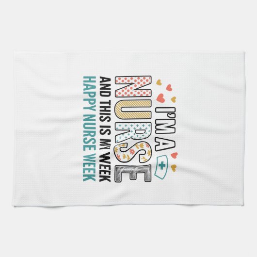 ヴィンテージ看護師週間感謝タイポグラフィーTシャツ_1 キッチンタオル (横)