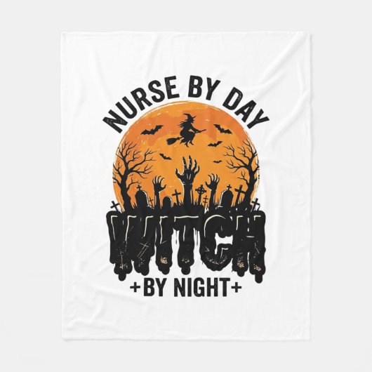 ヴィンテージ看護師魔女ハロウィンデザイン_1 フリースブランケット (正面)