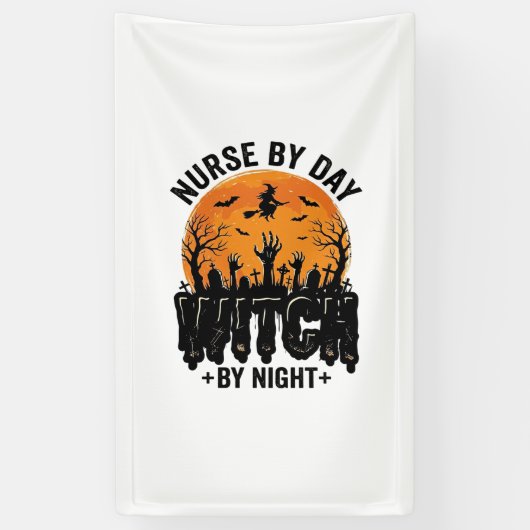ヴィンテージ看護師魔女ハロウィンデザイン_1 横断幕 (縦)