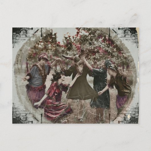 ヴィンテージ真夏お祝い インビテーションポストカード (正面)