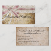 ヴィンテージ真珠とピンクリボンウェディングプランナー 名刺 (正面/裏面)