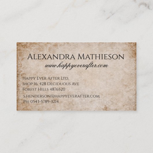 ヴィンテージ真珠とピンクリボンウェディングプランナー 名刺 (裏面)