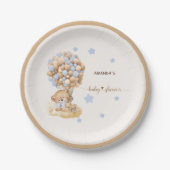 ヴィンテージ真珠の待ちダスティブルーベビーシャワー ペーパープレート (正面)