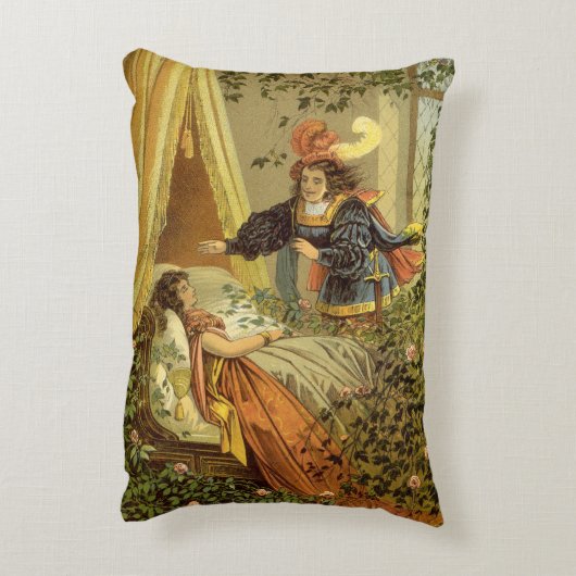 ヴィンテージ眠る美しいビクトリアン、おとぎ話 アクセントクッション (裏面(縦))