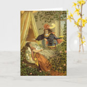 ヴィンテージ眠る美しいビクトリアン、おとぎ話 カード (黄色い花)