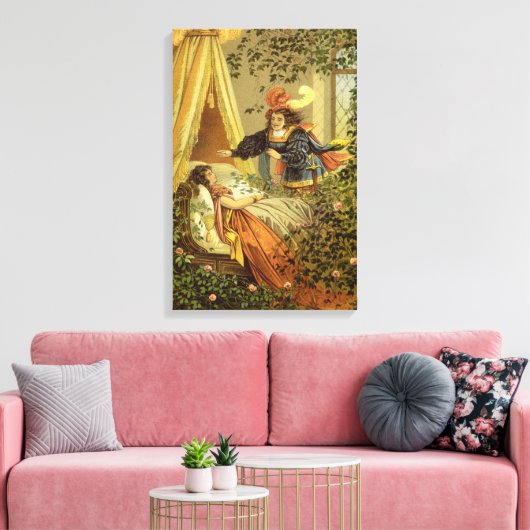 ヴィンテージ眠る美しいビクトリアン、おとぎ話 キャンバスプリント (インサイチュ (リビング))