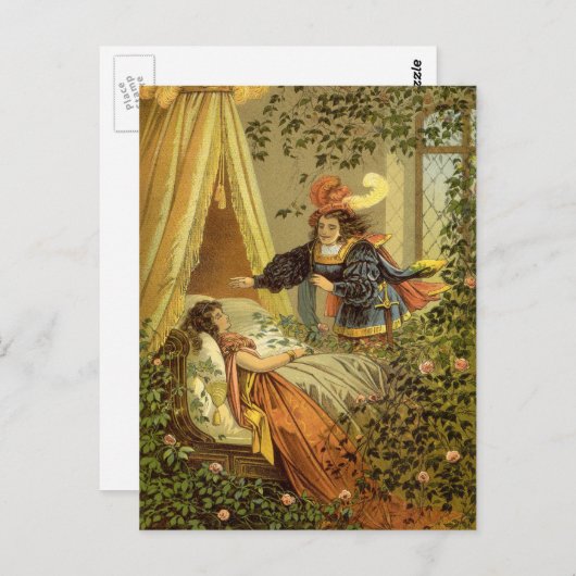 ヴィンテージ眠る美しいビクトリアン、おとぎ話 ポストカード (正面/裏面)