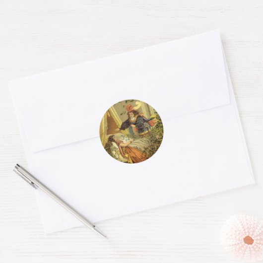 ヴィンテージ眠る美しいビクトリアン、おとぎ話 ラウンドシール (封筒)